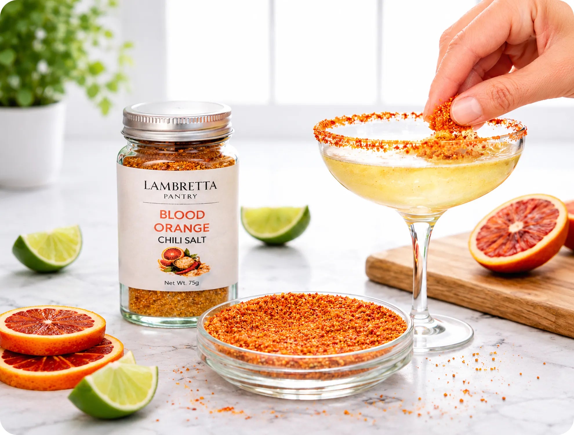 Sel de piment sanguin utilisé pour garnir un cocktail