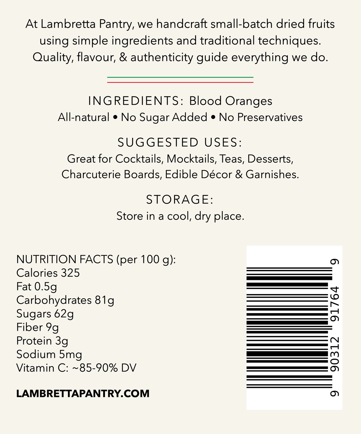 Rondelles d'orange sanguine séchées – Garniture de cocktail et thé, Entièrement naturelles, 60g