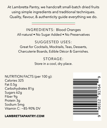 Rondelles d'orange sanguine séchées – Garniture de cocktail et thé, Entièrement naturelles, 60g