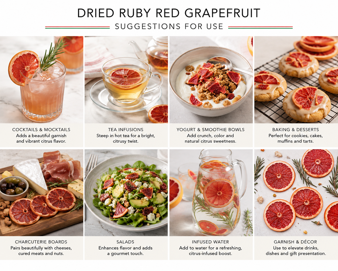 Dried Ruby Red Grapefruit Slices – Cocktail Garnish & Tea, All-Natural, 60g